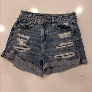 American Eagle Outfitters Women's Ripped Blue Jean Shorts